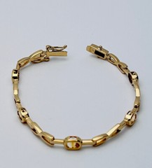 Danecraft 24KT Gold Over 925 Sterling Silver Citrine CZ X Bracelet 7”