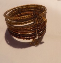 Wide Seed Bead Cuff Bracelet Golden Brown & Gold (251)