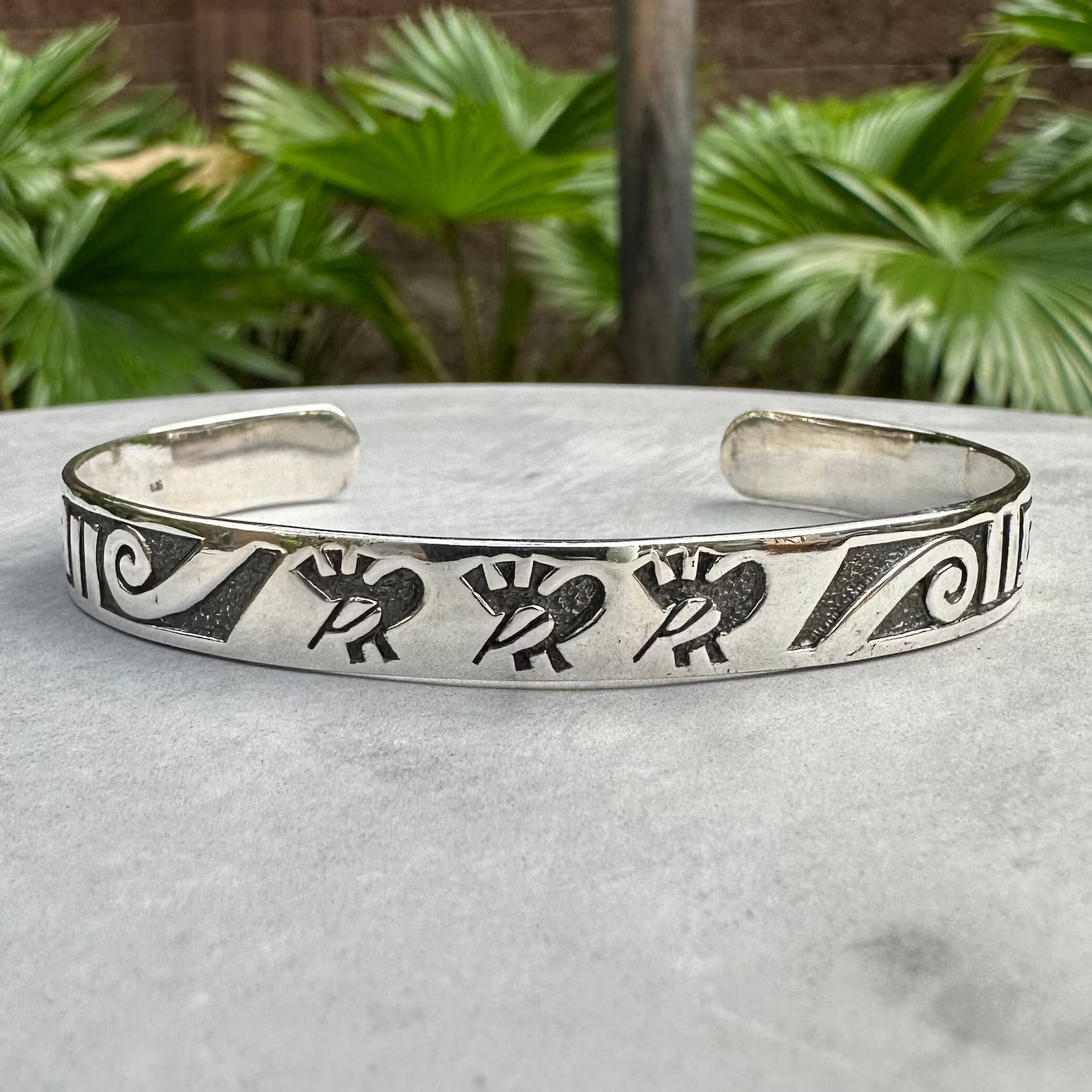 Handcrafted 925 Sterling Silver Boho Southwest Flute Player Tribal Cuff Bracelet gallery