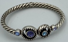 Brighton Halo Tanzanite Purple Blue Swarovski Crystal Silver Hinged Bracelet