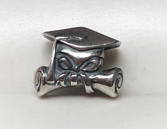 ZABLE Graduation Cap w/Diploma Sterling Silver Charm