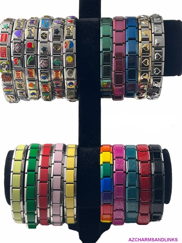 Rainbow Heart Italian Charm Bracelet Link Compatible with all 9mm Charms #34 gallery