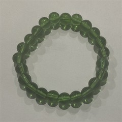 Green Round Bead Stretch Bracelet, No Clasp, Ball/Bead Chain, Beaded