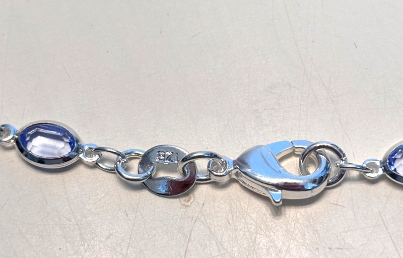 White Gold Plated Multi colored Pastel Crystal Bracelet 7" gallery