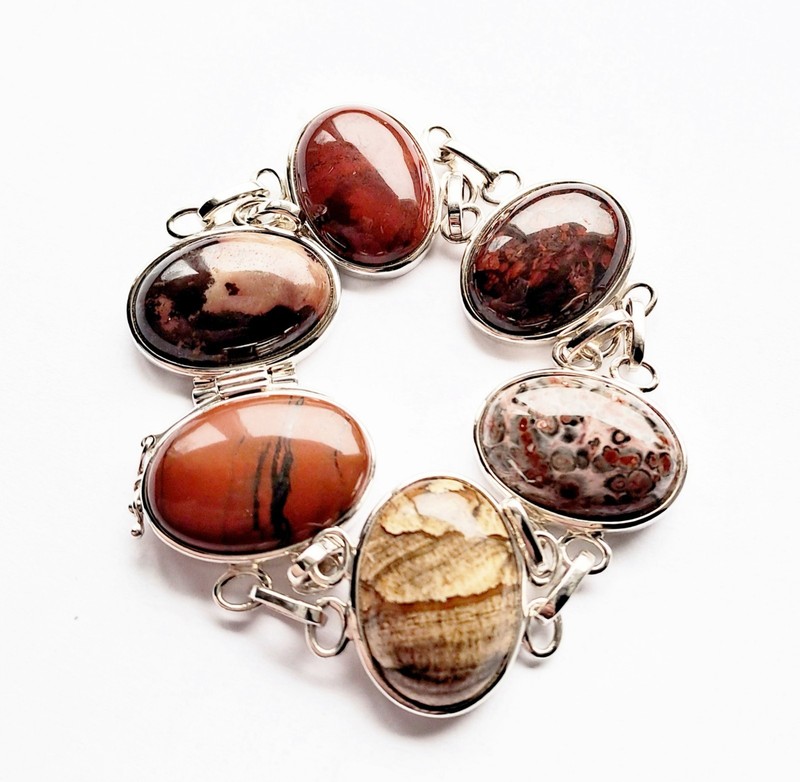 Vintage Whitney Kelly Sterling Silver & Agate Heavy Bracelet gallery