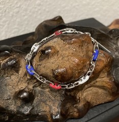 Kendra Scott Bailey Red White Blue Mix Silver Chain Bracelet NWT