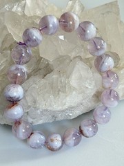 LAVENDER MOON QUARTZ BEAD BRACELET NATURAL CRYSTAL GEMSTONE 11mm