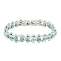 Ladies Birthstone March Bike Chain Bracelet Aquamarine 166