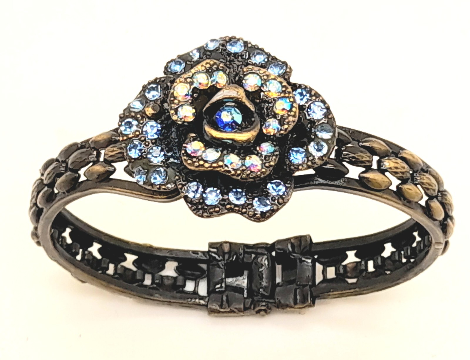 B001 Textured Vintage fancy Chic blue color Rose Flower fashion Bracelet gallery