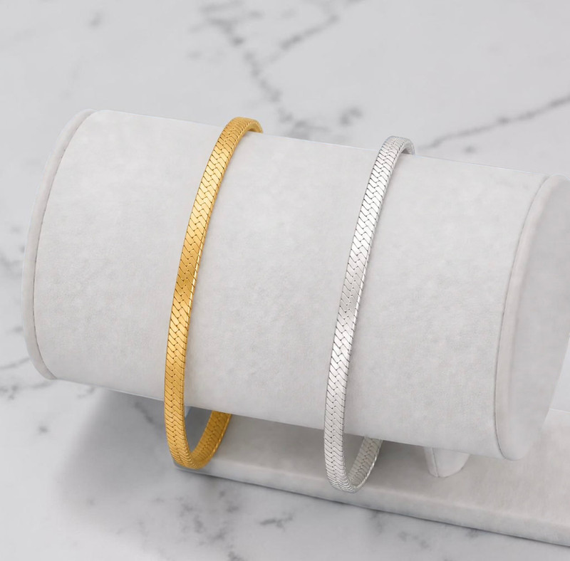 5MM Razor Bracelet Stainless Steel or 18K Gold Plated 7” 8.5” Unisex Chain gallery