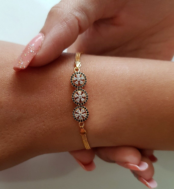 Pure Gold Bracelet 22K Genuine Real Gold Beautiful Flower Ladies Loose Bracelet gallery