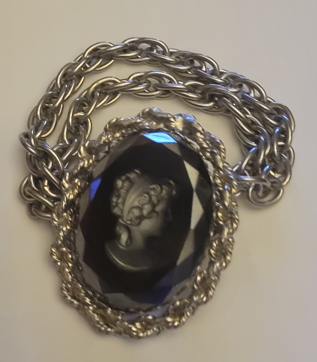 Whiting Davis Cameo Bracelet Intaglio Vtg Estate Jewelry Unsign 6" Silvertone gallery