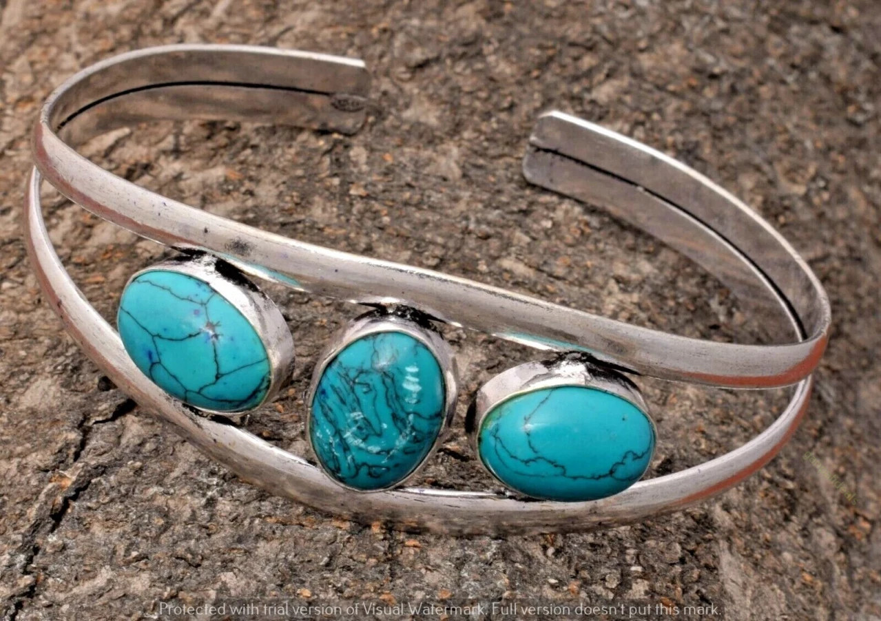 Turquoise Gemstone Bangle 1pcs Wholesale Lots 925 Silver Plated Jewelry gallery