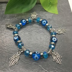 Handmade Evil Eye Beaded Bracelet Unisex Stretch Protection & Blessings New 8431