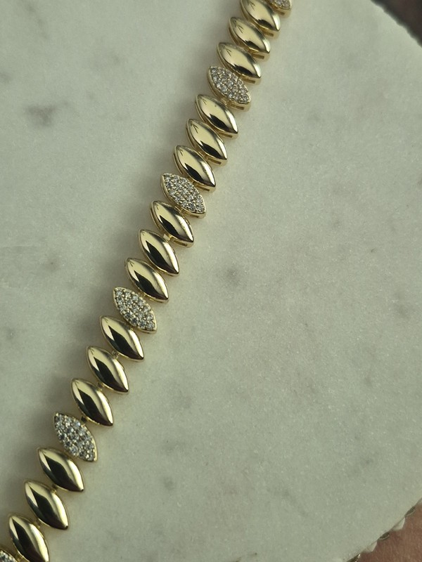 Gold Filled Marquise Style Tennis Bracelet 6-7in Adjustable Bracelet gallery