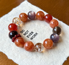 Natural Red Garden Gold Foil Koi Red Agate Tiger Eye Stretch Bracelet Women Gift