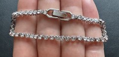 Genuine Swarovski Emily Tennis Bracelet, Rhodium Plated, 17.2cm