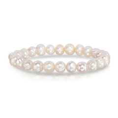 White Genuine Fresh Water pearl Stretch Bracelet for Women