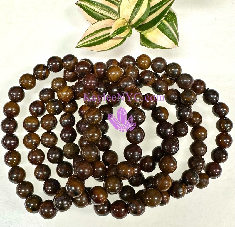 Wholesale 6 Pcs Natural Tiger Iron 8mm 7.5” Crystal Healing Stretch Bracelet gallery