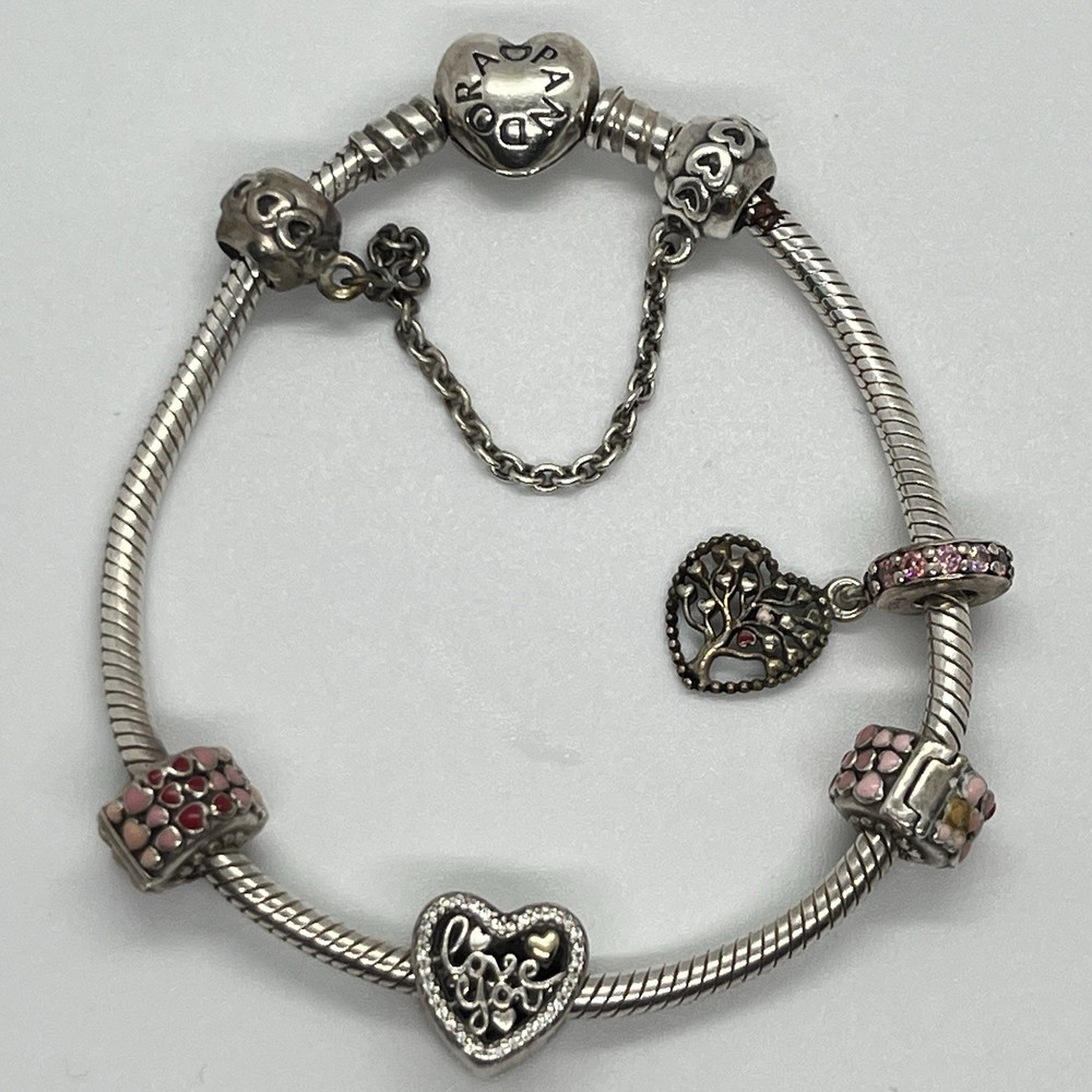 Pandora 7” Bracelet And 3 Charms 2 Spacers Great Starter Sterling 925