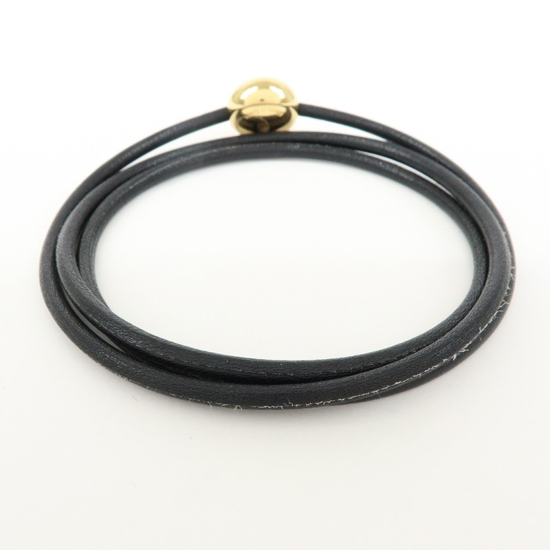 LOEWE Anagram Leather Pebble Bracelet Black Authentic Used F/S gallery
