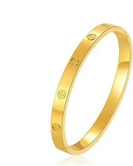 Hinge Bangle Bracelet Stainless Steel 18K Gold Plated with Love 5A Grade Cubic Z