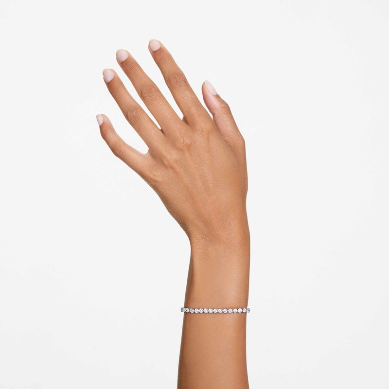 Swarovski Matrix Tennis Bracelet Round Cut White Rhodium Plated Medium 5648937 gallery