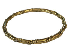 Gold Twisted Rope Bangle Bracelet Appx 2 5/8” Inside Dia ni