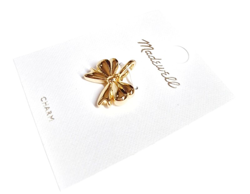 Madewell Bow Shaped Charm Antique Gold Brass Nickel Safe NY798 New with Tags gallery