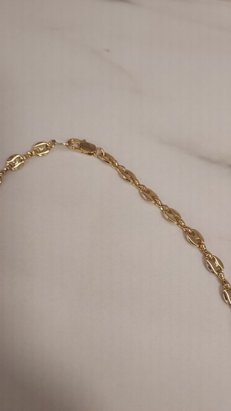 14K Gold Plated Double Chain Mariner Anchor Link Valentina chain 20" long gallery