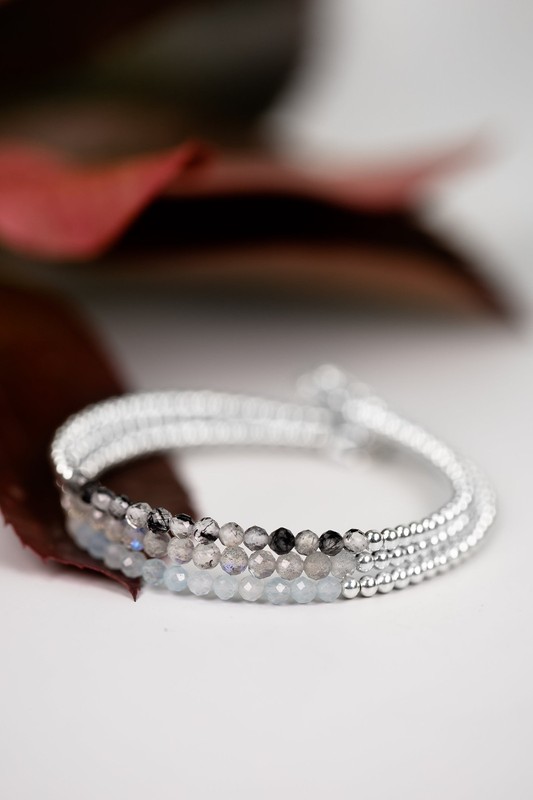 A++ Labradorite Faceted Round Gemstone Silver Filled Beads Women Bracelet 6-8'' gallery