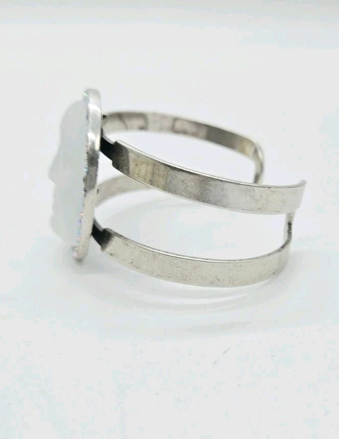 Kirks Folly Glass Seaview Moon 35mm Cuff Bracelet matte Silver tone Crystal AB gallery