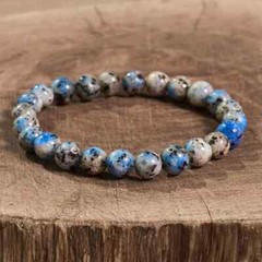 Natural K2 Azurite Jasper Stone Bracelet Gemstone Handmade Stretch Bracelet