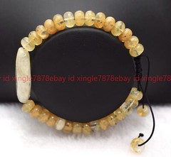 Pretty Natural 5x8mm Tea Watermelon Tourmaline Gems Rondelle Bead Bracelet 7.5in