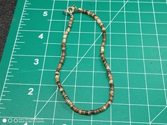 Vintage Earth Tone Brown Channeled Stone Bead Bangle Bracelet