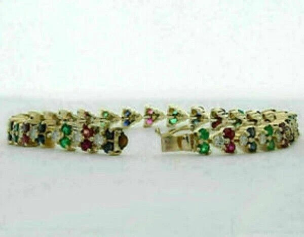 9 Ct Round Simulated Ruby Attractive Tennis Bracelet 925 Yellow Sterling Silver gallery