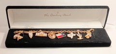 Danbury Mint Spirit Of Texas 24 kt Gold Plated 8 Rhinestone Charm Bracelet
