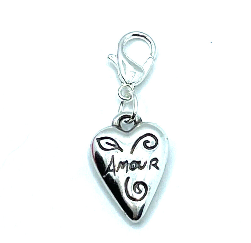 Brighton Amour Heart Love Etched Letters Reversible Custom Snap Silver Charm gallery