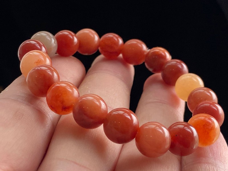 10mm Certified Grade "A" Natural Rare Red Jade Bracelet 黄龙玉 2004 gallery