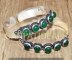 Green Onyx Gemstone Bangle 1pcs Wholesale Lots 925 Silver Plated Jewelry