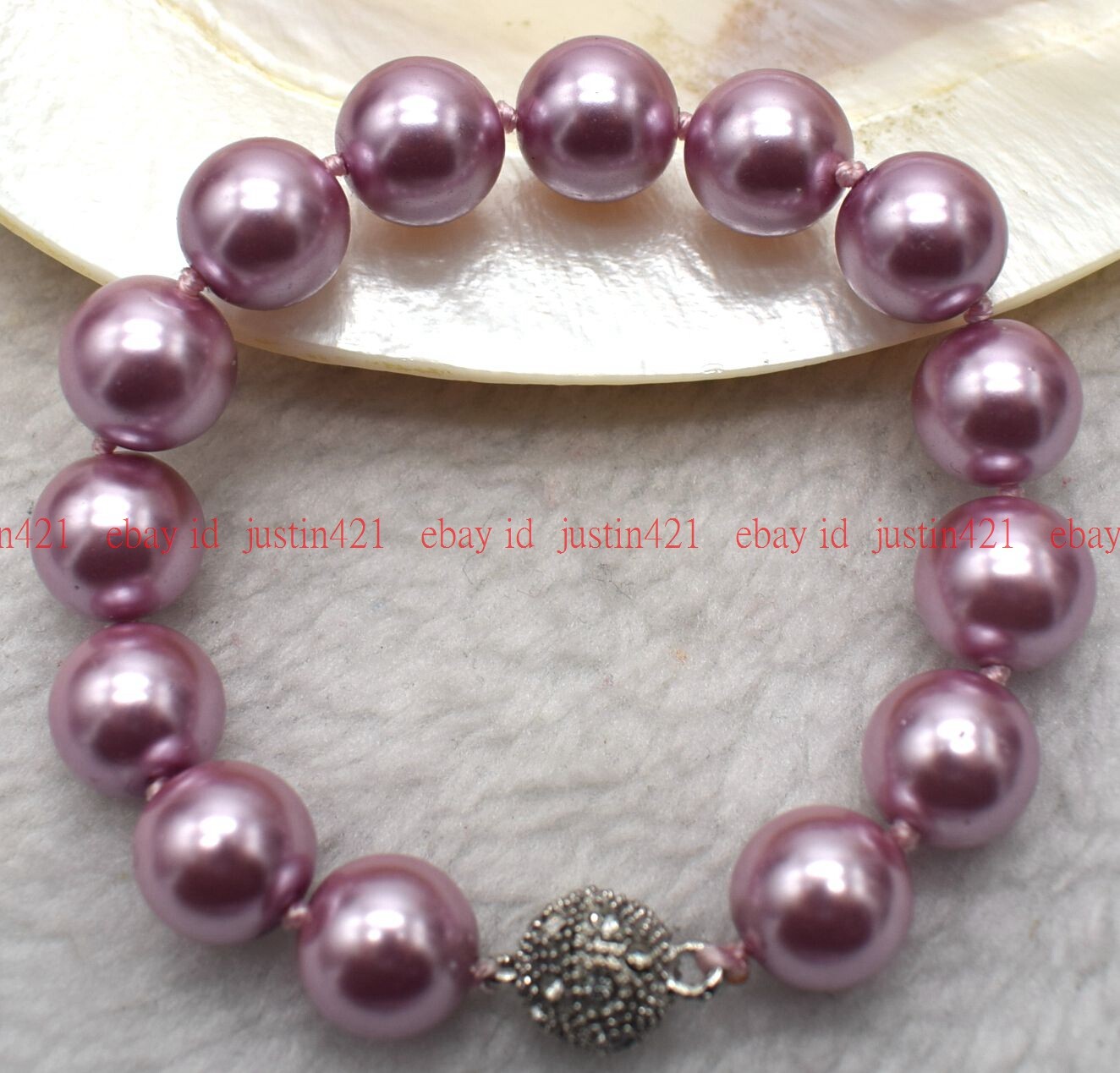 Genuine 8/10/12mm Multicolor South Sea Shell Pearl Round Beads Bracelet 7-9" AAA gallery