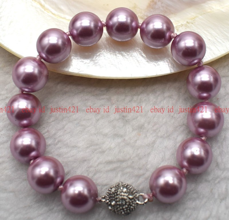 Genuine 8/10/12mm Multicolor South Sea Shell Pearl Round Beads Bracelet 7-9" AAA gallery