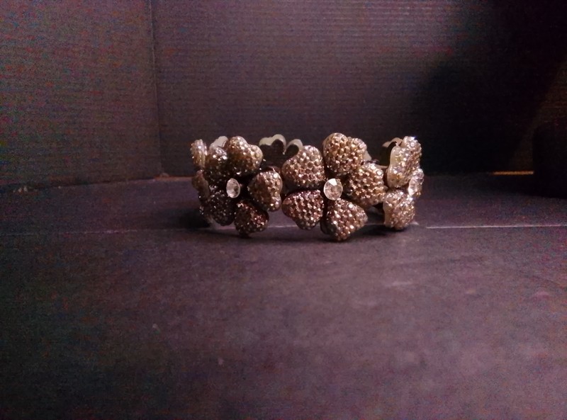 Vintage Style Floral Bracelet Featuring Pave Set Rhinestones Or Crystals gallery