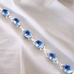 925 Sterling Silver Tanzanite Gemstone Daughter Chain Wedding Bracelet Jewelry