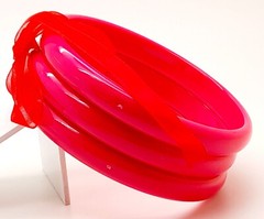 set of 3 simple uniquelades fashion plain fuchsia color bangle plastic bracelet