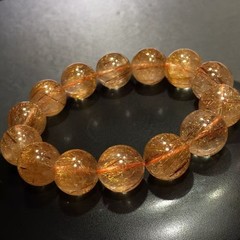 Natural copper Rutilated Quartz Crystal Beads bracelet 16mm AAAAA