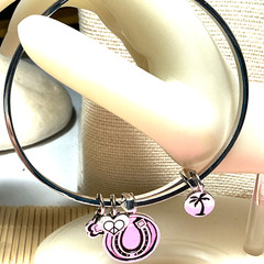 Lauren G Adams Bracelet Horseshoe Charms Silver Adjustible Bangle Lot 92D