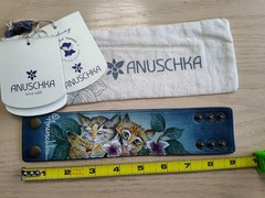 Anuschka Cat Bracelet Hand Painted Leather