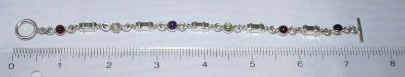 Silpada Sterling Silver Vintage Gemstone Garnet Cabochon Link Bracelet B0495 gallery
