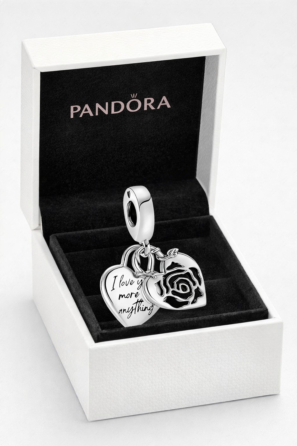 Authentic Pandora Silver Rose Heart Padlock Dangle Charm 790086C00 with Box E18 gallery